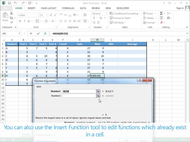Basic Functions - Excel 2013 Tutorial