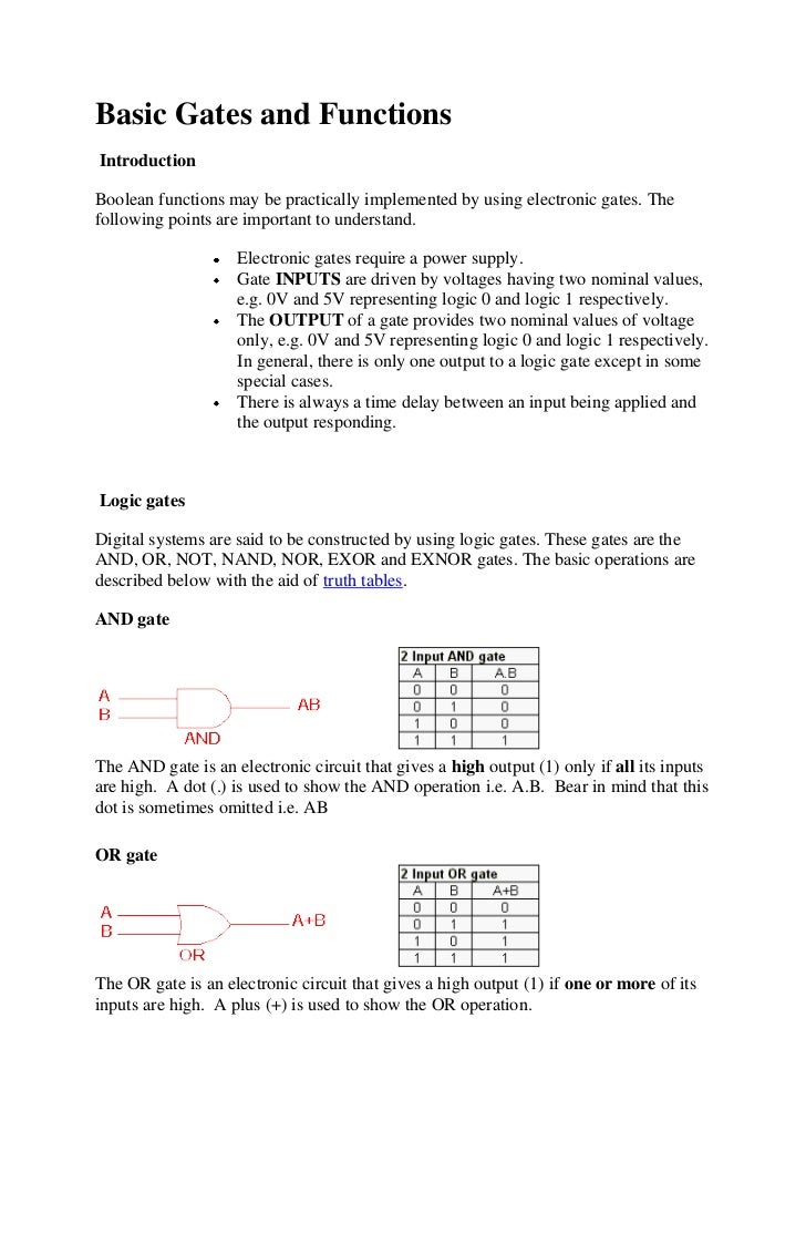 Basic gates and functions