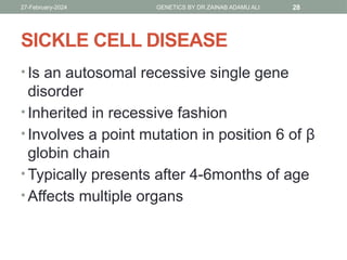 BASIC GENETICS, CLASSIFICATION OF GENETIC DISEASES AND SICKLE CELL ...