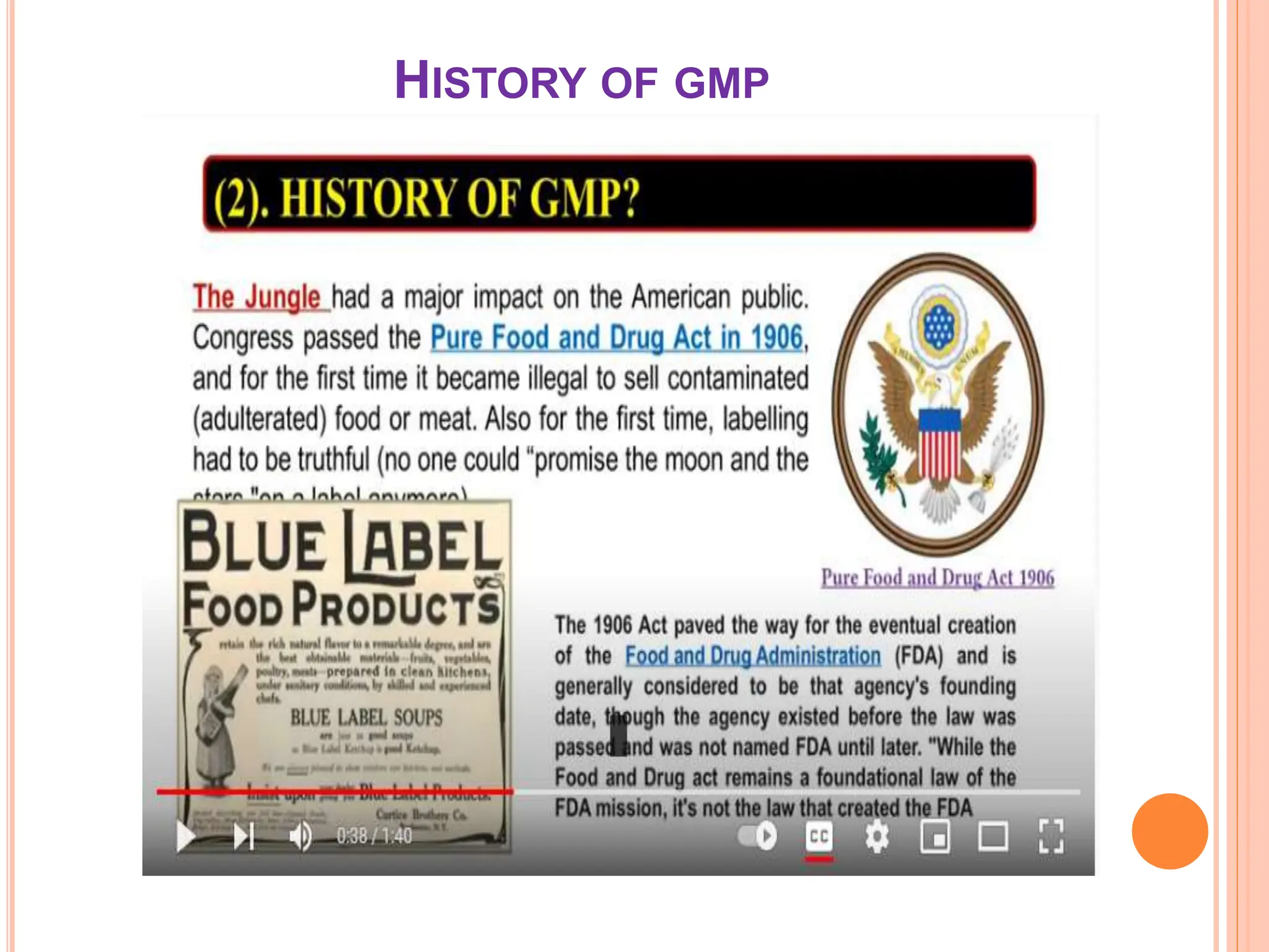 HISTORY OF GMP
 