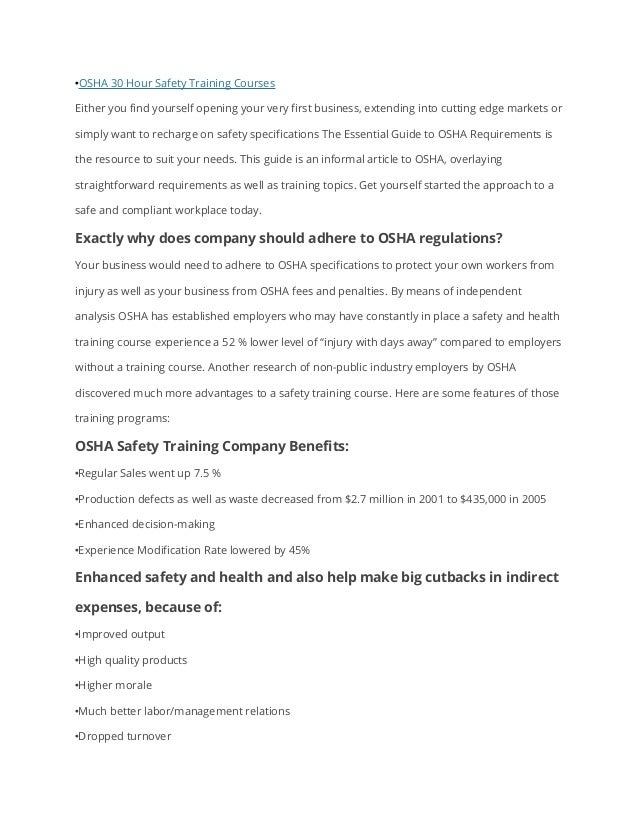 Basic guide for osha safety training requirements