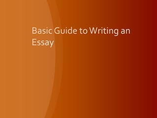 Basic Guide to Writing an Essay 