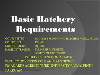 Basic Hatchery
Requirements
 