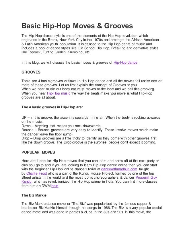 Basic hip hop moves & grooves