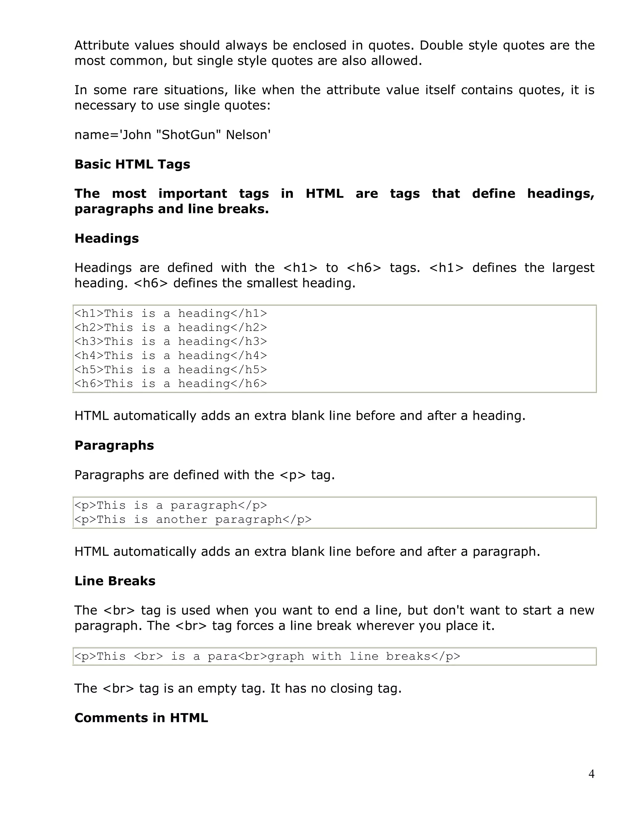 Basic Html Notes | PDF