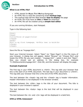 Basic Html Notes | PDF
