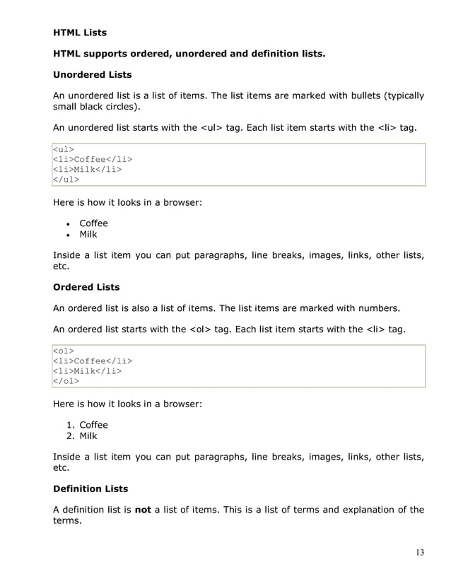 Basic Html Notes | PDF | Web Design and HTML | Internet