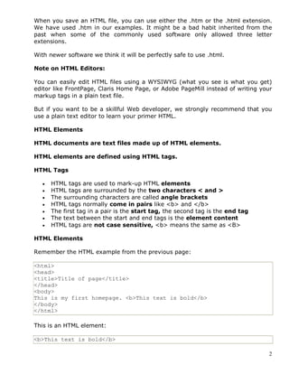 Basic Html Notes | PDF | Web Design and HTML | Internet
