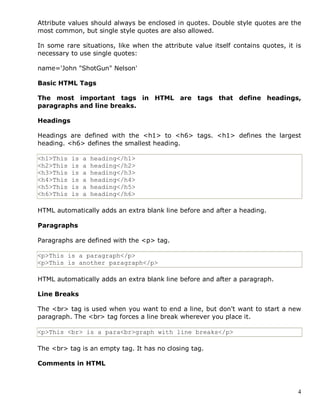 Basic Html Notes | PDF | Web Design and HTML | Internet