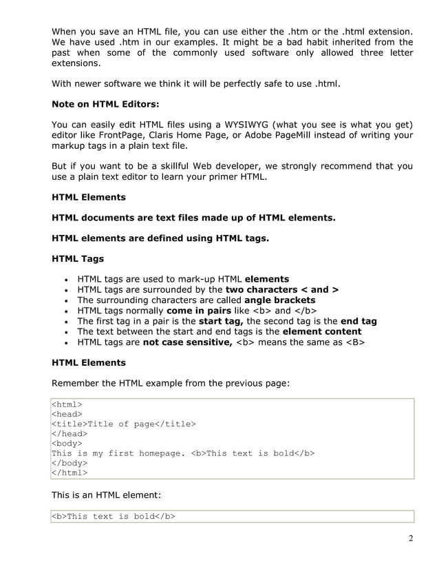 Basic Html Notes | PDF
