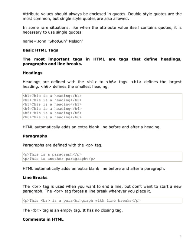 Basic Html Notes | PDF
