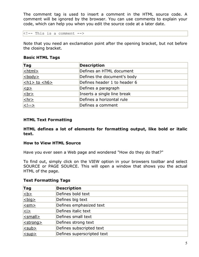 Basic Html Notes | PDF
