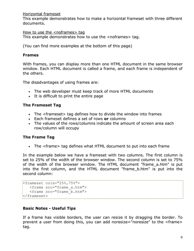 Basic Html Notes | PDF