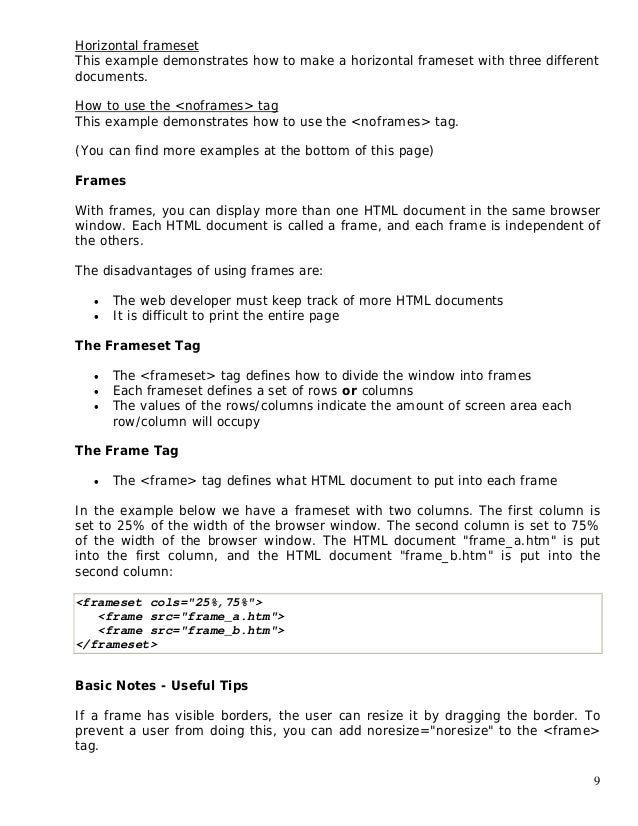 Basic Html Notes