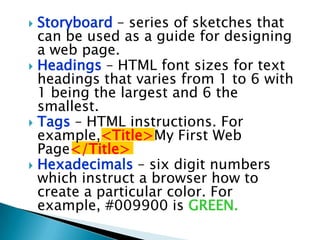 Basic HTML Design (Essential Vocabulary) | PPTX
