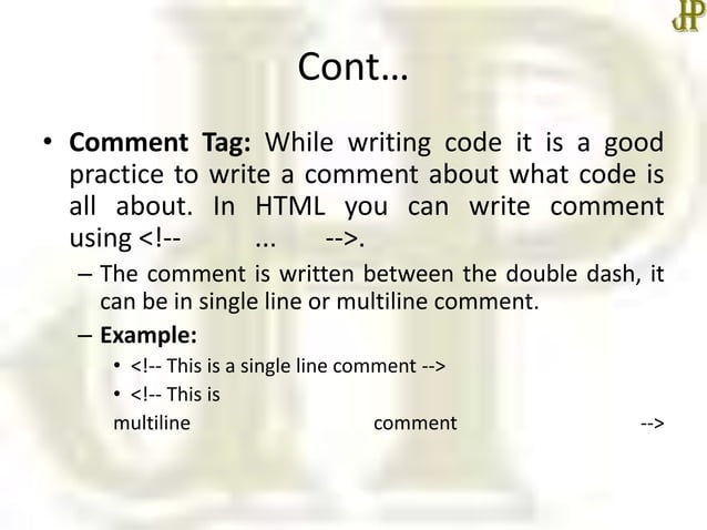 Basic html tags | PPTX | Web Design and HTML | Internet