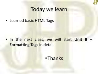 Basic html tags | PPT