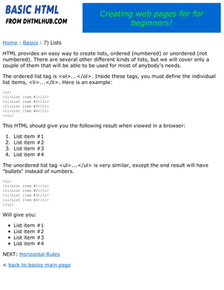 Basic HTML Tutorial For Beginners | PDF