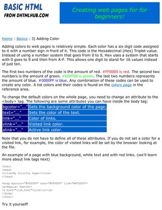 Basic HTML Tutorial For Beginners | PDF