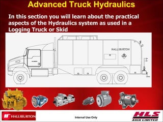 OH043.21
Internal Use Only
Advanced Truck Hydraulics
In this section you will learn about the practical
aspects of the Hydraulics system as used in a
Logging Truck or Skid
 