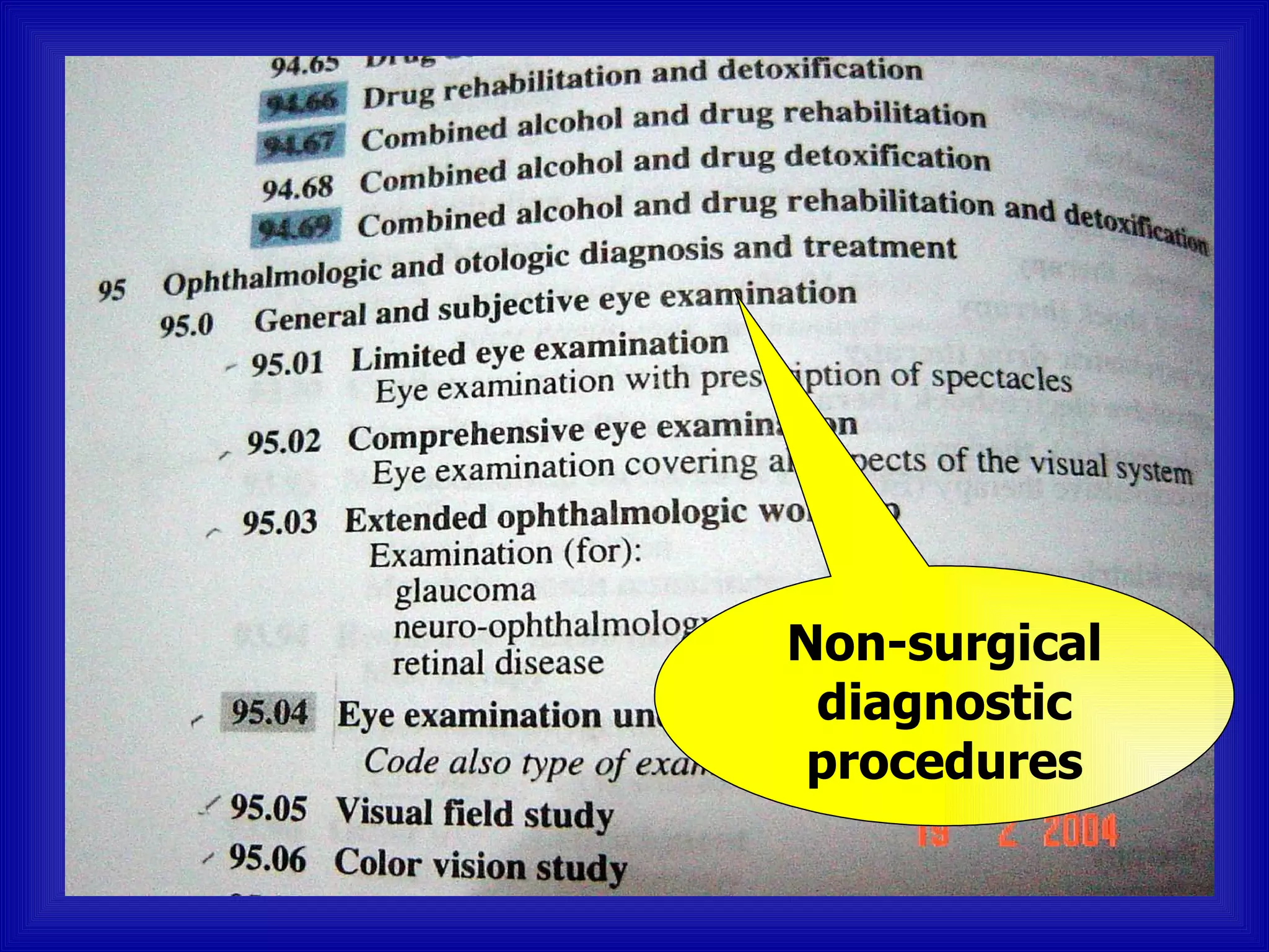 Non-surgical
 diagnostic
 procedures
 