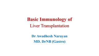 Liver Transplantation
Basic Immunology of
Dr Awadhesh Narayan
MD. DrNB (Gastro)
 