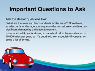 Basic information about leasing a vehicle | PPT