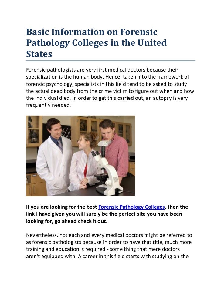 Basic information on forensic pathology colleges in the united states