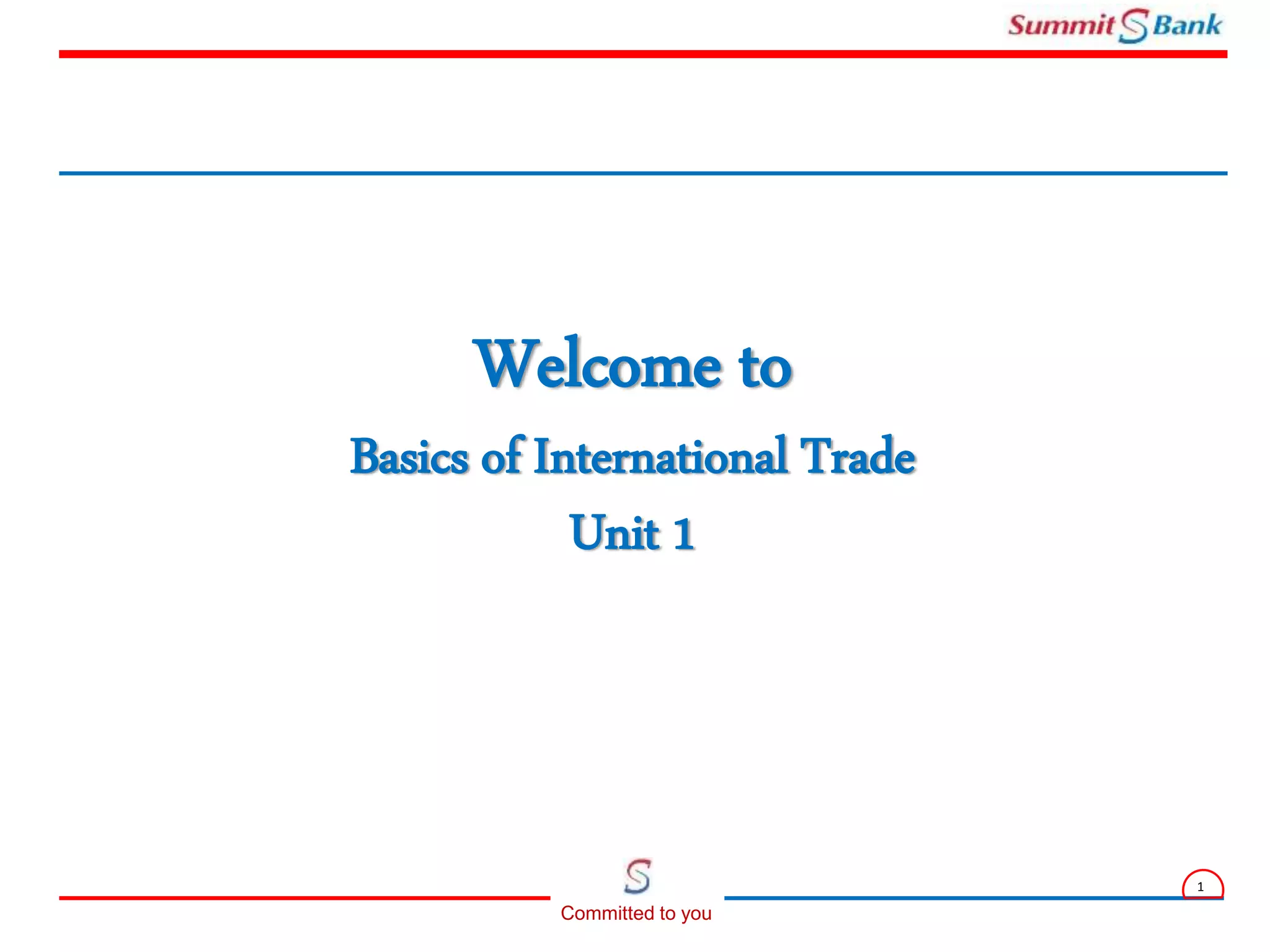 Basics of International Trade Unit 1 | PPT