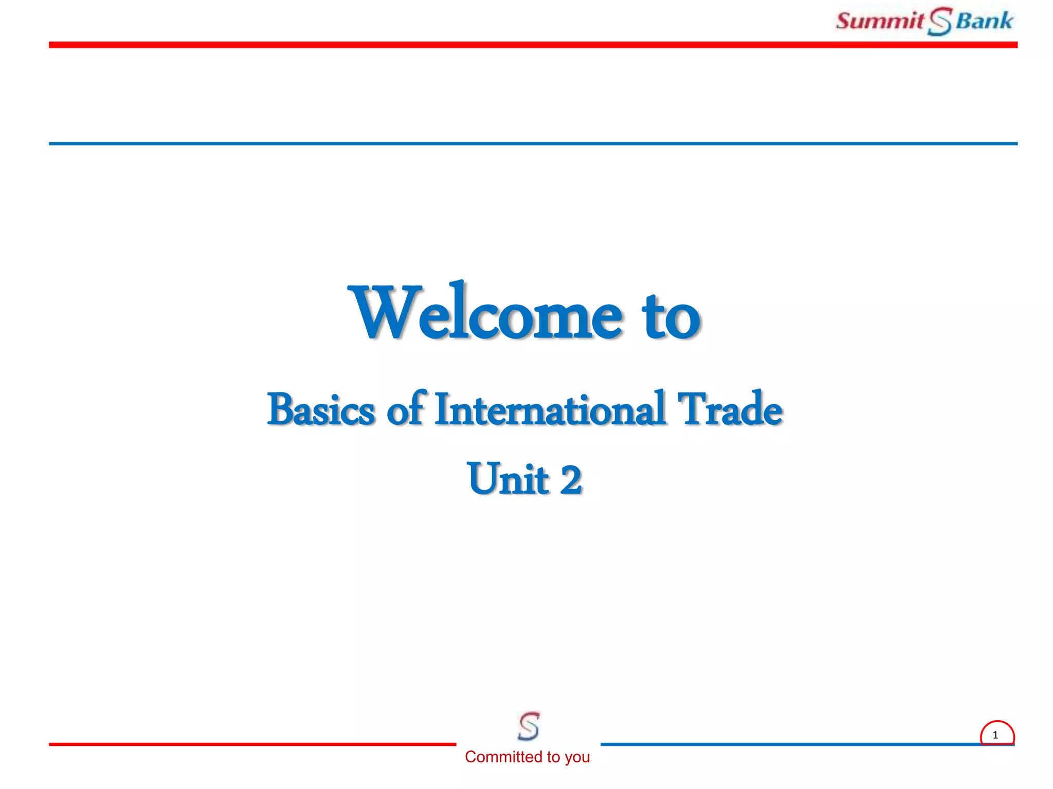 Basics of International Trade Unit 2 PPT