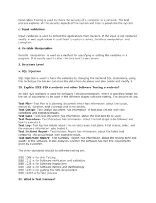 Basic interview questions for manual testing | DOCX