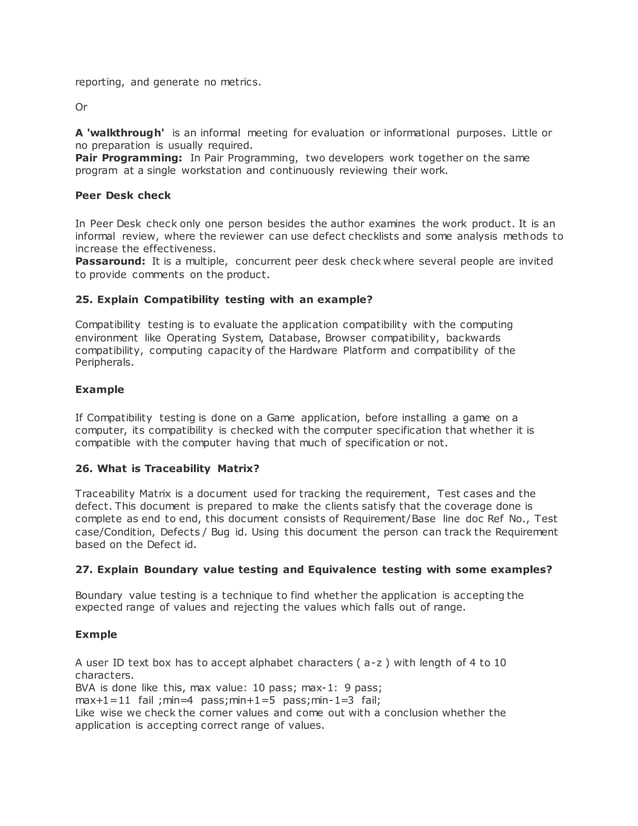 Basic interview questions for manual testing | DOCX