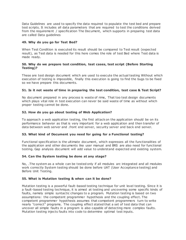 Basic interview questions for manual testing | DOCX