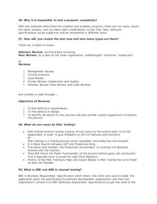 Basic interview questions for manual testing | DOCX