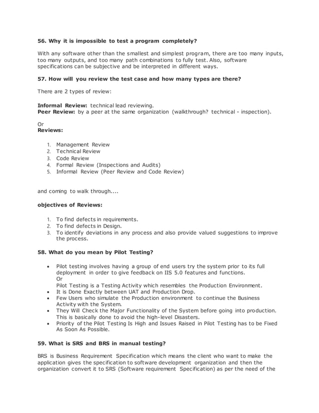 Basic interview questions for manual testing | DOCX