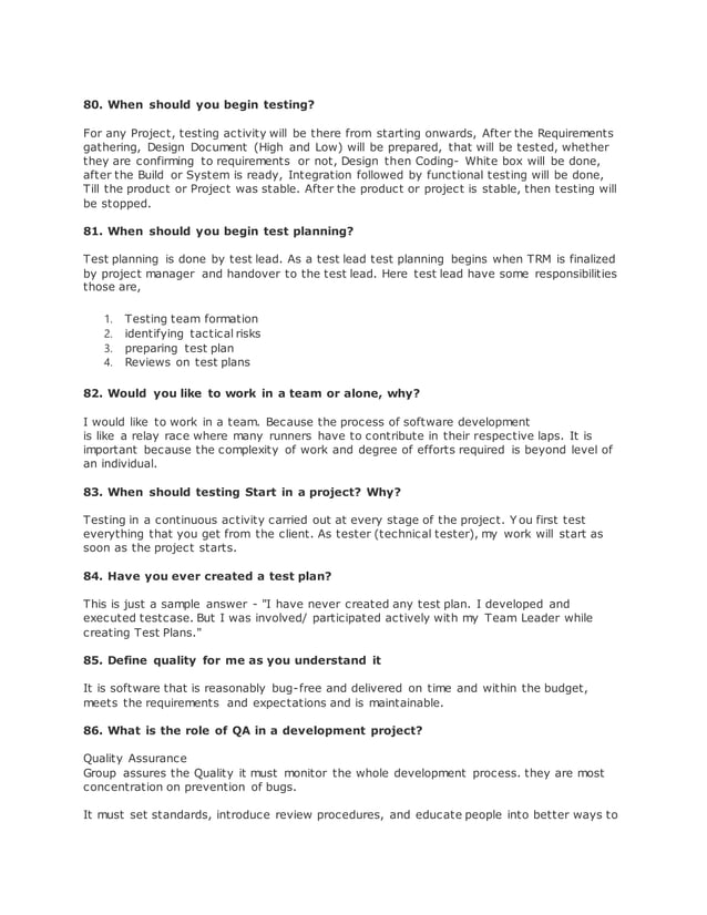 Basic interview questions for manual testing | DOCX