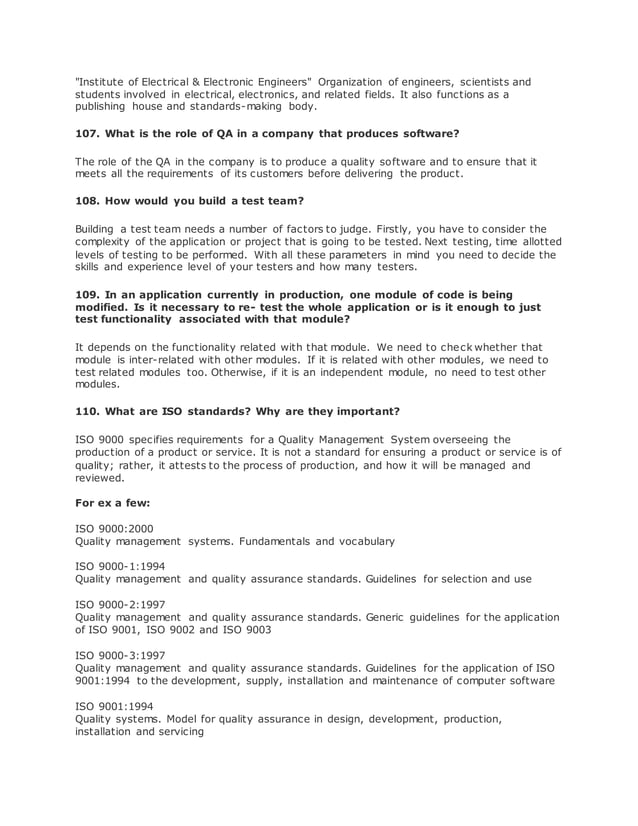 Basic interview questions for manual testing | DOCX