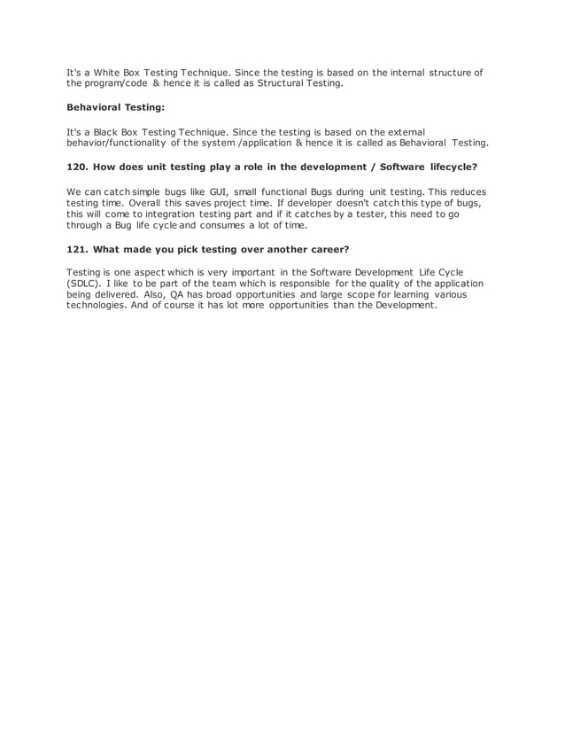 Basic interview questions for manual testing | DOCX