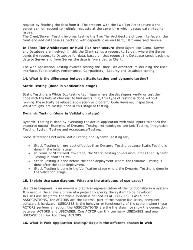 Basic interview questions for manual testing | DOCX