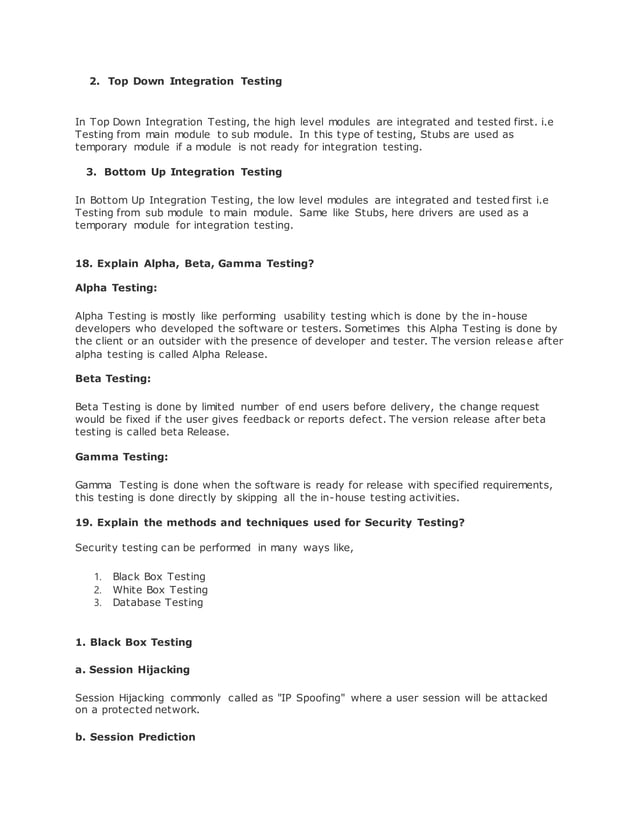 Basic interview questions for manual testing | DOCX