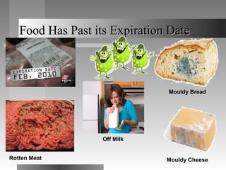 Food Has Past its Expiration Date



                               Mouldy Bread




                   Off Milk


Rotten Meat                    Mouldy Cheese
 