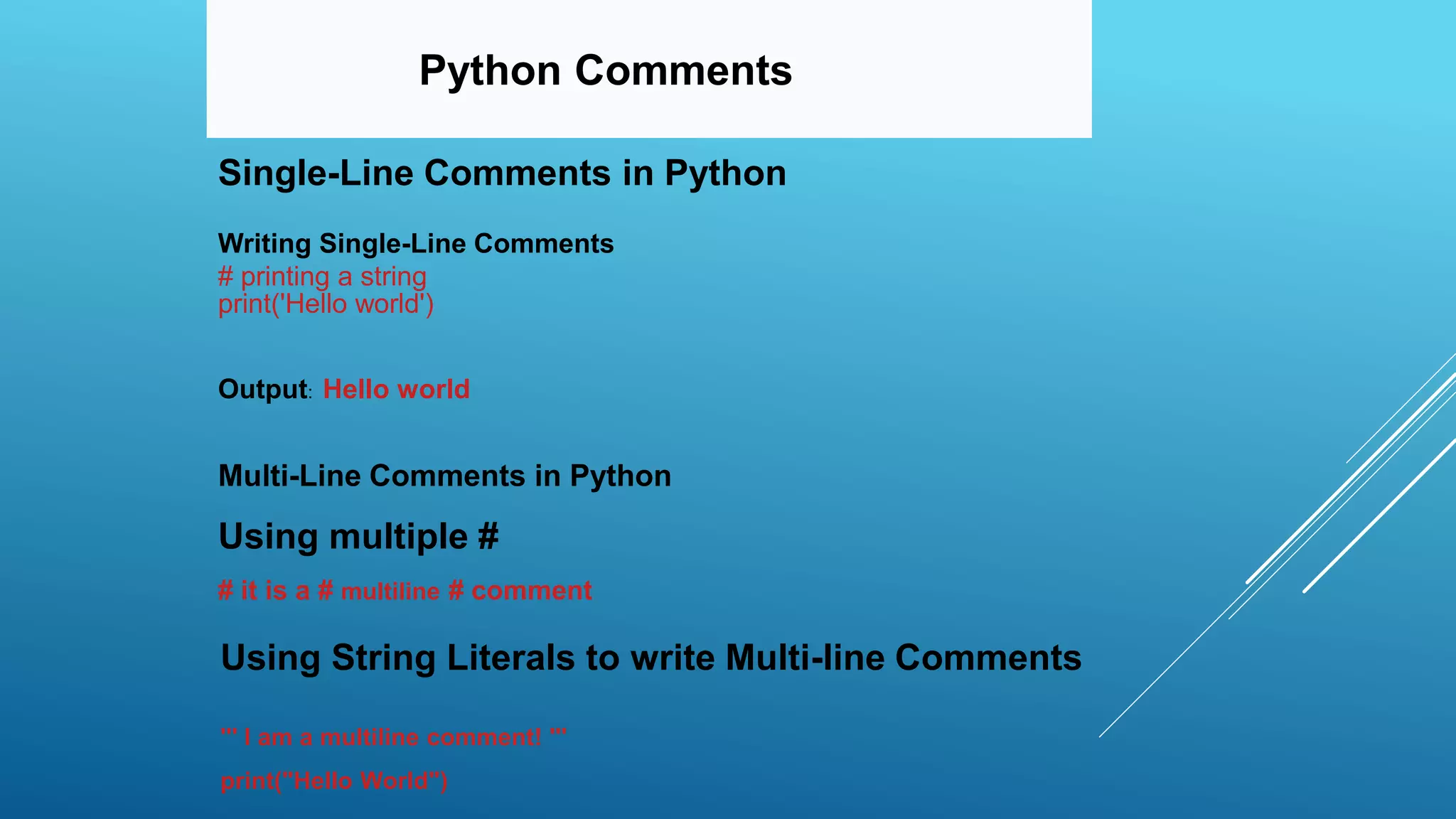 Basic introduction to python | PPT