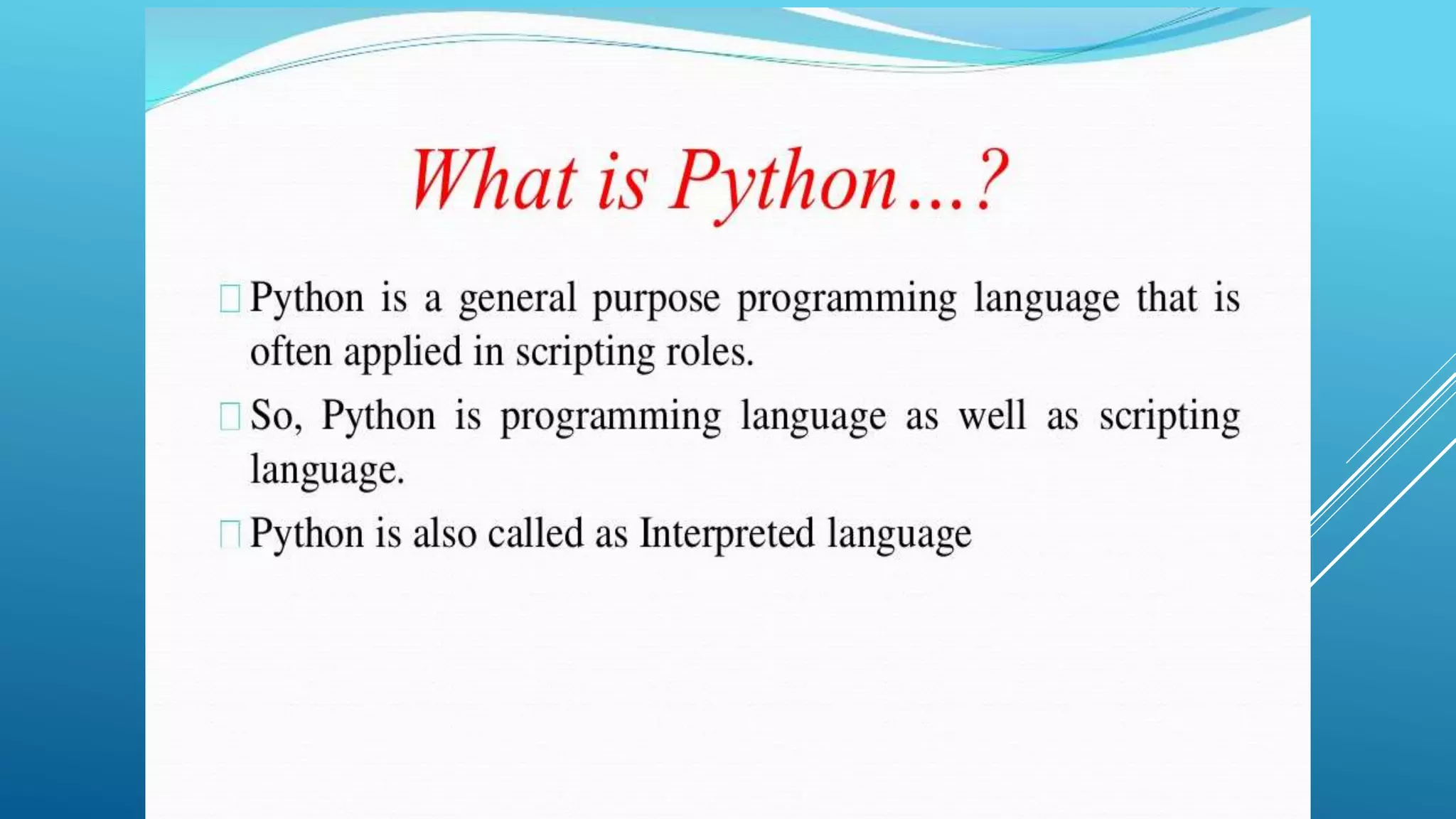 Basic introduction to python | PPTX