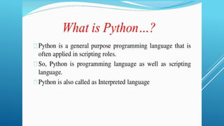Basic introduction to python | PPT