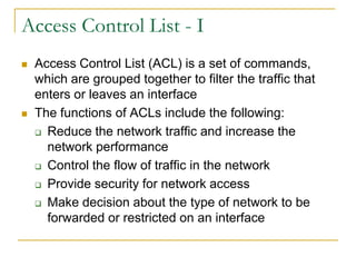 Basic ip traffic management with access control lists | PPTX