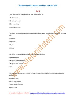 Basic IT Multiple Choice Questions | PDF