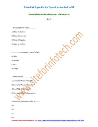 Basic IT Multiple Choice Questions | PDF