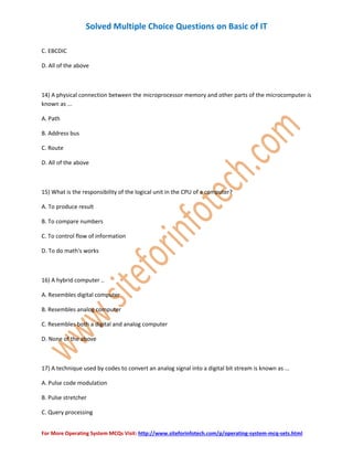Basic IT Multiple Choice Questions | PDF