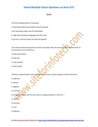 Basic IT Multiple Choice Questions | PDF