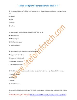 Basic IT Multiple Choice Questions | PDF